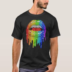 T-shirt Lgbt Rainbow Bling Lips Pride Gay Bisexual Lesbia