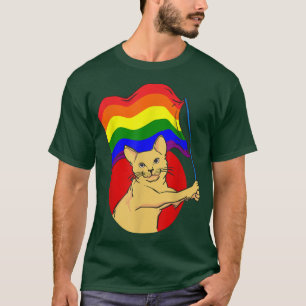 T-shirt LGBT Rainbow Flag Cat identité sexuelle non binair