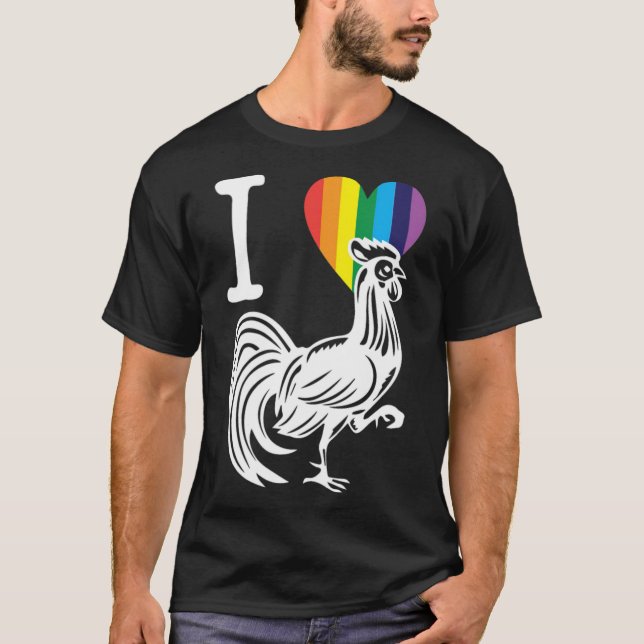 T-shirt LGBT Rainbow Rooster Gay Lesbian Pride vacances -s (Devant)