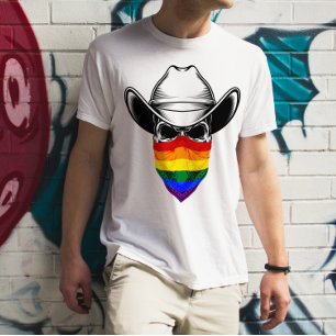 T-shirt Lgbt Rainbow Skull Cowboy