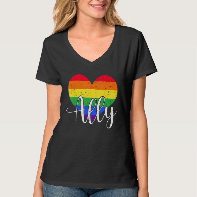 T-shirt LGBTQ Ally for Gay Pride Support (Devant)