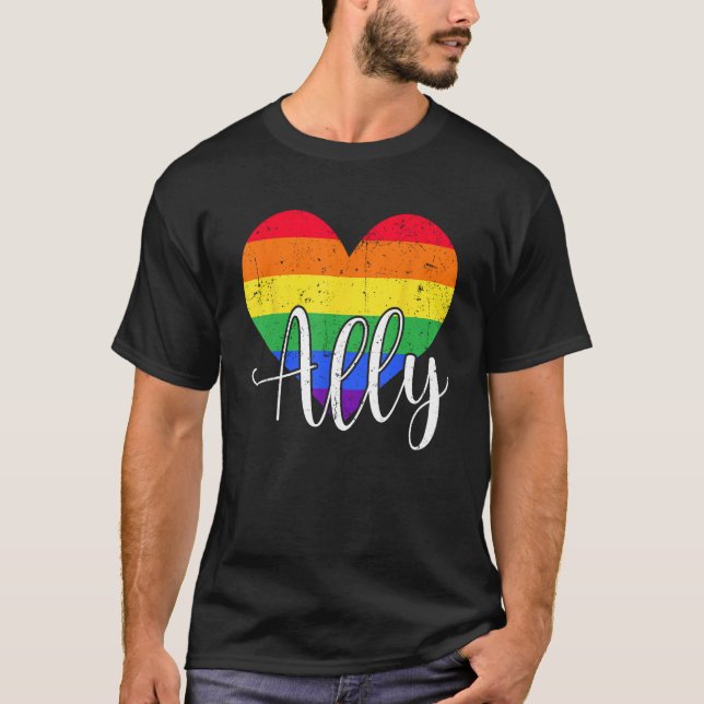 T-shirt LGBTQ Ally for Gay Pride Support (Devant)