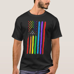 T-shirt Lgbtq American Flag Pride Rainbow Gay Lesbian Bi T