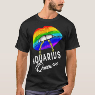 T-shirt LGBTQ Aquarius Queen Lips Zodiac Rainbow Gay pride