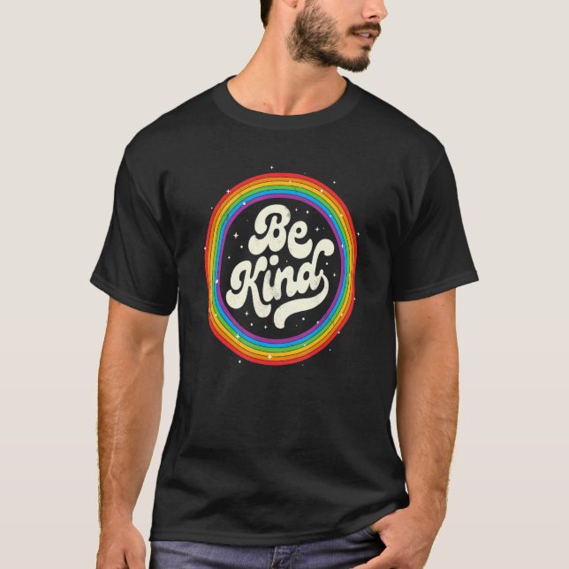 T-shirt Lgbtq Be Kind Gay pride Lgbt Ally Rainbow Flag Ret (Devant)