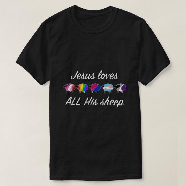 T-shirt LGBTQ Fierté Mois Ally Arc-en-ciel Drapeau Sheep J (Design devant)