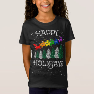 T-Shirt LGBTQ Gay Lesbian Christmas Pride Happy Holigays R