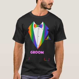 T-shirt LGBTQ Groom Tuxedo Rainbow Gay pride Lesbian Wed
