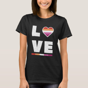 T-shirt LGBTQ Lesbian Pride Drapeau Distressed Grunge Love