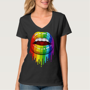 T-shirt Lgbtq Lips Rainbow Flag Lgbt Mois Gay pride Lesbi