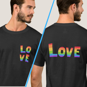 T-shirt LGBTQ LOVE dans les couleurs arc-en-ciel avant et 