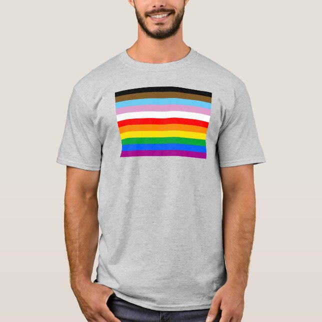 T-shirt LGBTQ+ Progrès des bandes d'indicateur (Devant)