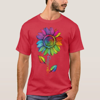 T-shirt LGBTQ Rainbow Fleur de tournesol Gay pride Égalité
