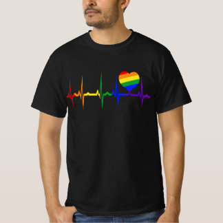 T-shirt LGBTQ Rainbow Pride Heartbeat EKG Cool cadeaux LGB