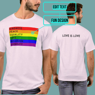 T-shirt LGBTQIA+ Embrasser la gentillesse Paix Égalité Qua