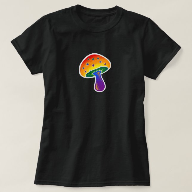T-shirt LGBTQIA Rainbow Pride Motif de champignon (Design devant)