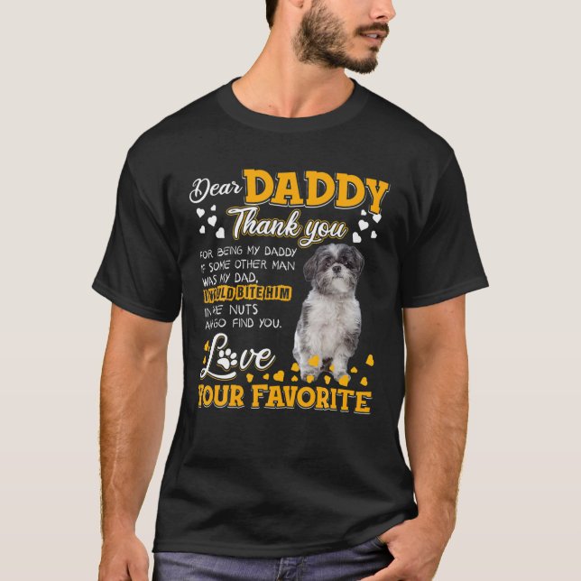 T-shirt Lhasa Apso Cher Papa Merci D'Être Mon Père (Devant)