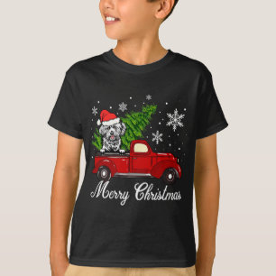 T-shirt Lhasa Apso Chien À cheval Camion Rouge Joyeux Noël