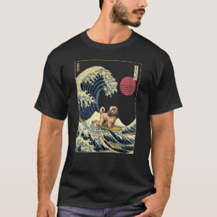 T-shirt Lhasa Apso Japonais Kanagawa Vague Surf Chien 1