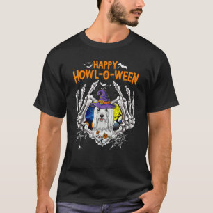 T-shirt Lhasa Apso Skeleton Heart Happy Howl O Ween Costum