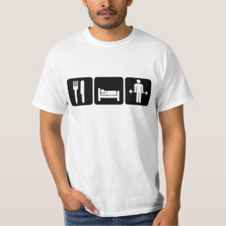 T-shirt L'homme mangent des poids d'ascenseur de sommeil