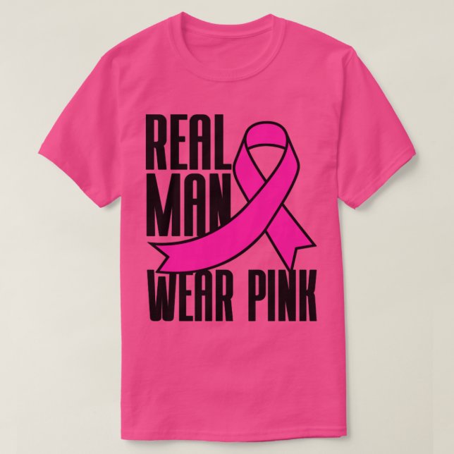 T-shirt L'homme réel porte le cancer du sein rose rose (Design devant)