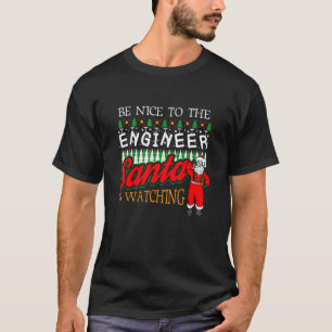 T-shirt L'Humour D'Ingénierie Père Noël Regarde Être Genti