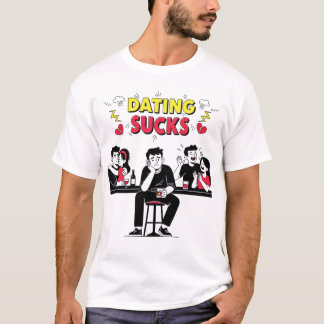 T-shirt Liable "Dating Sucks" Comic Style de livre