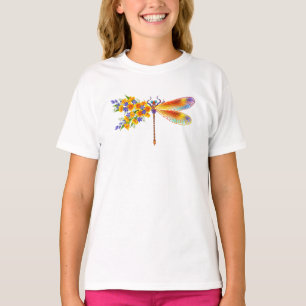 T-shirt libellule de fleurs jaunes