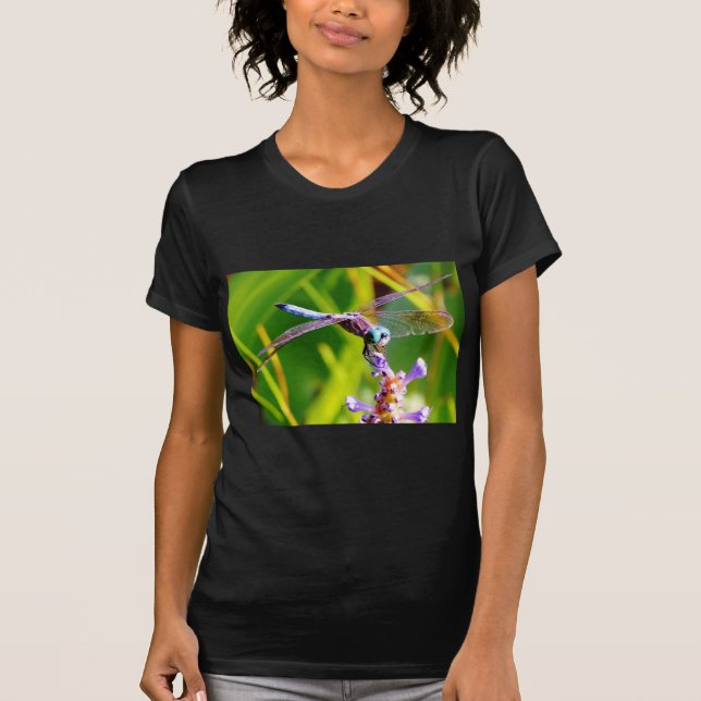 T-shirt libellule turquoise et violette (Devant)