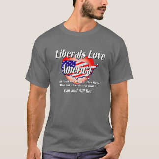 T-shirt Libéral-Amour-Amérique-Noir