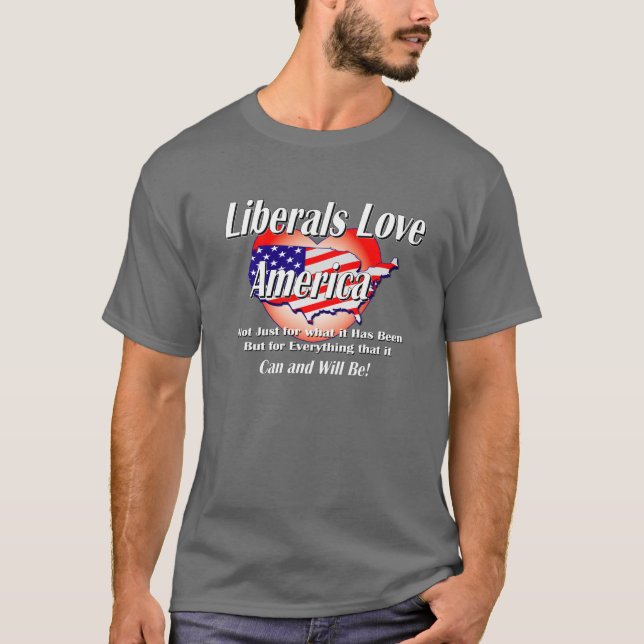 T-shirt Libéral-Amour-Amérique-Noir (Devant)