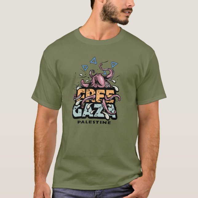 T-shirt Libérez Gaza Palestine - Illustration de pieuvre (Devant)