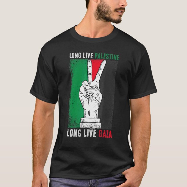 T-shirt Libérez La Palestine Avec Le Drapeau De Gaza Vive  (Devant)