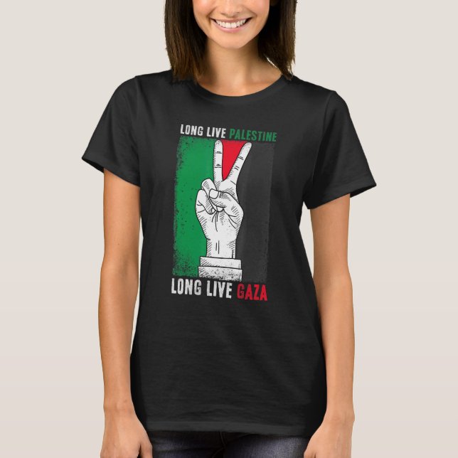 T-shirt Libérez La Palestine Avec Le Drapeau De Gaza Vive  (Devant)