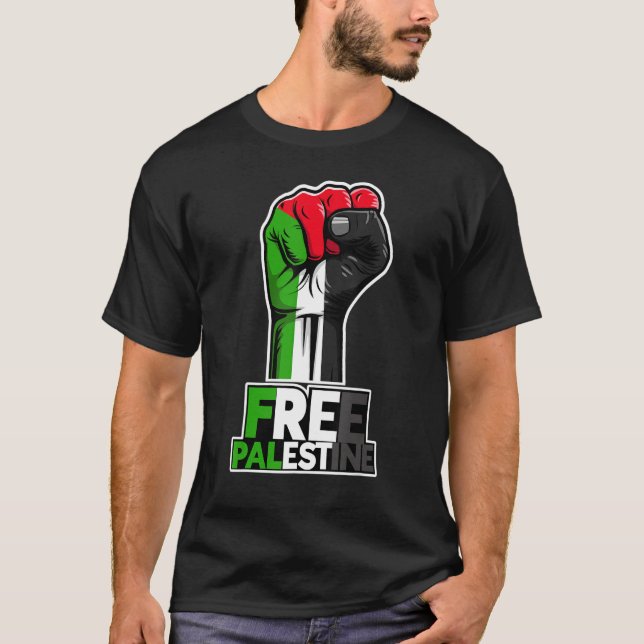 T-shirt Libérez la Palestine Drapeau de la Palestine Poing (Devant)