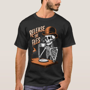 T-shirt Libérez les fichiers Squelette Boit du café sous l