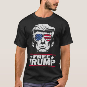T-shirt Libérez Trump 2024 Lunettes de soleil du drapeau a