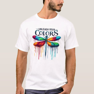 T-shirt Libérez vos couleurs - libellule artistique