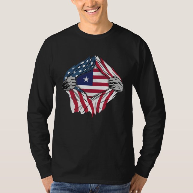 T-shirt Liberian Blood Inside Me  Liberia Flag (Devant)