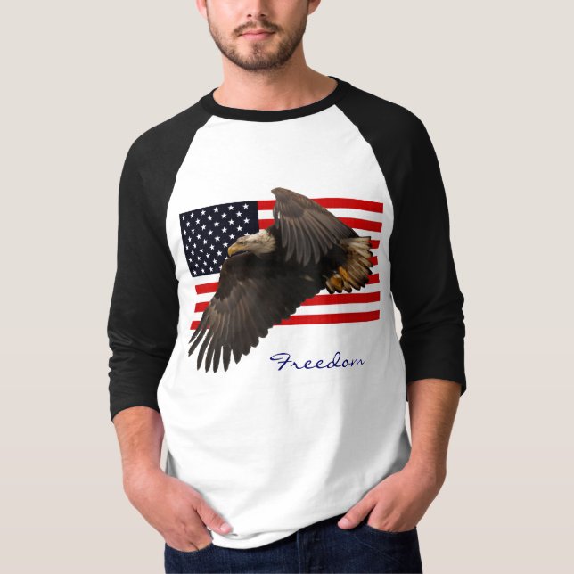 T-shirt LIBERTÉ BALD EAGLE & US FLAG Mens Vêtements (Devant)