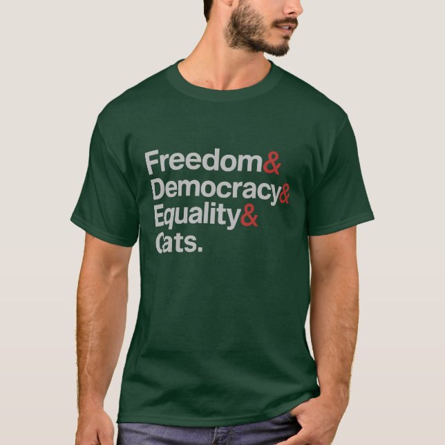 T-shirt Liberté et Démocratie & Égalité & Chats (Devant)