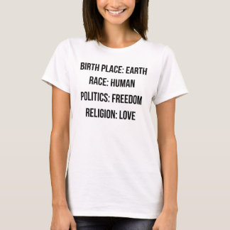 T-SHIRT LIBERTÉ HUMAINE DE LA POLITIQUE DE RACE DE LA