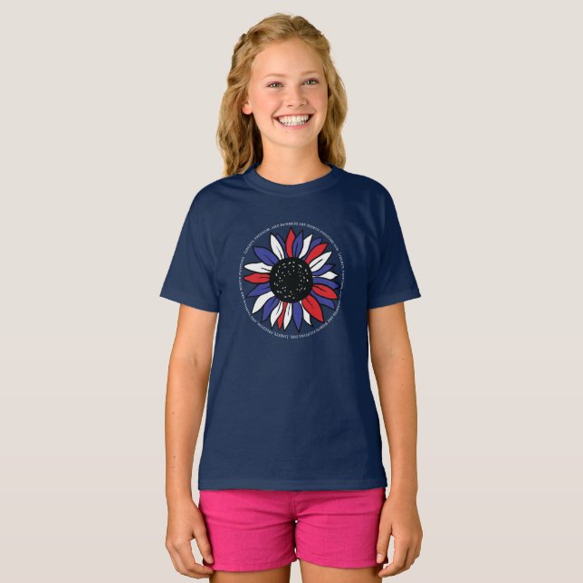T-shirt Liberté Tournesol patriotique Équité (Devant entier)