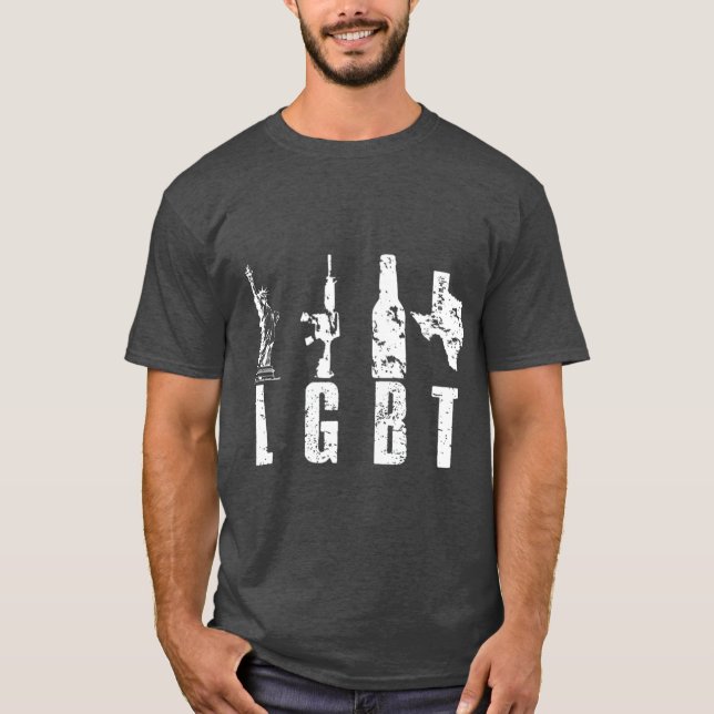 T-shirt Liberty Guns Beer Texas T Parody LGBT (Devant)