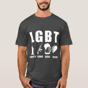 T-shirt Liberty Guns Bière Tacos LGBT Funny Parodie Cadea