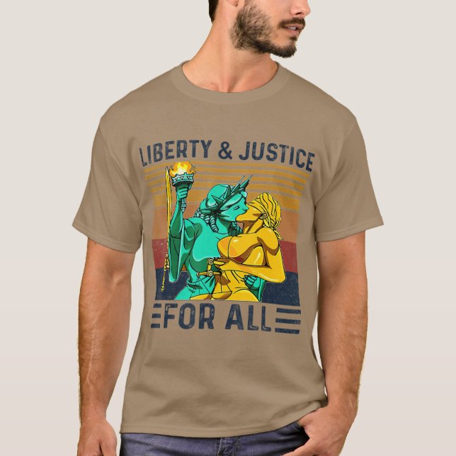 T-shirt Liberty Justice For All Lesbian Lgbt Pride (Devant)