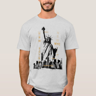 T-shirt Liberty Statue New York Nyc Mens Ash Grey