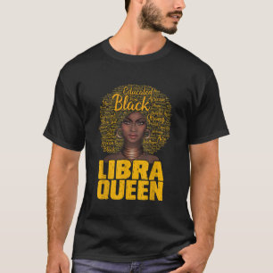 T-shirt Libra Queen Black Woman Afro cheveux naturels Afri
