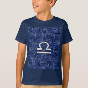 T-shirt Libra Zodiac Connexion Camouflage numérique bleu